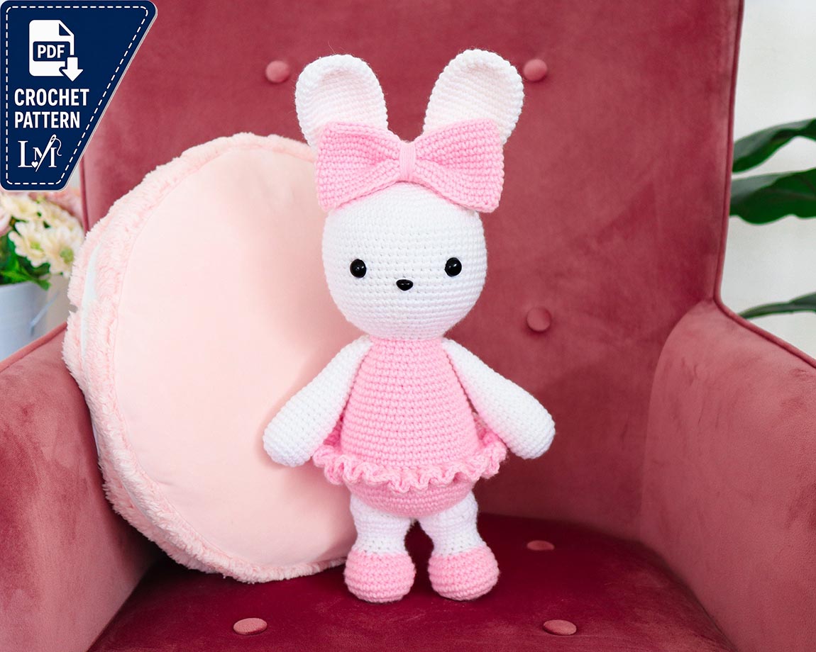 Crochet Pattern in English - Laurie the Ballerina Bunny - 13"/33 cm. tall - Amigurumi Rabbit - Ballet Rabbit - Toy - Instant PDF Download